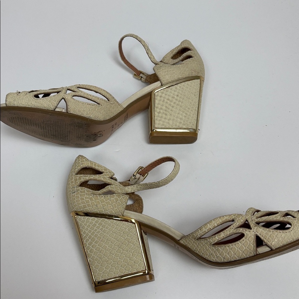 Klub Nico Elegant Beige Women's Chunky Cutout Heels - 10 - Picture 8 of 15
